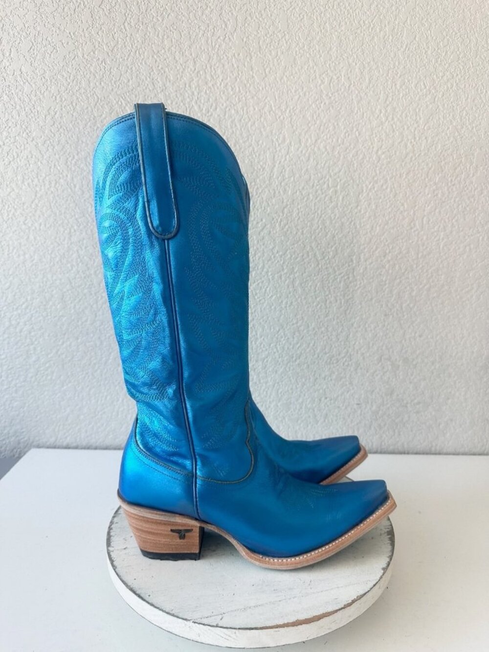 Lane SMOKESHOW Womens Cowboy Boots Metallic Blue Western Tall Snip Toe Size 9.5 - Picture 2 of 12